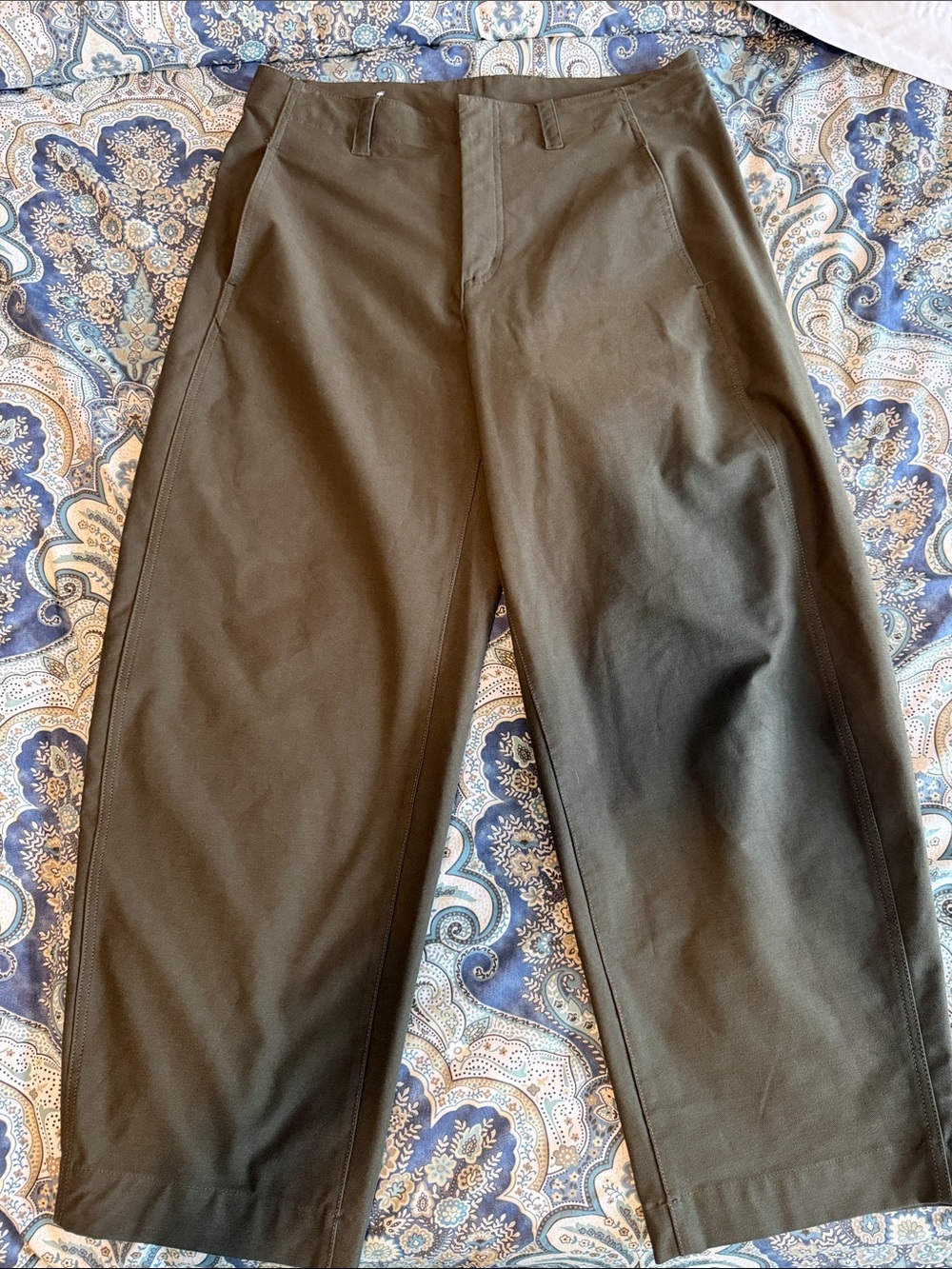 Zara Olive Green Barrel Leg Chinos